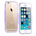 Wholesale Apple iPhone 6 Plus 5.5 Crystal Clear Gummy Hybrid Case (Purple)